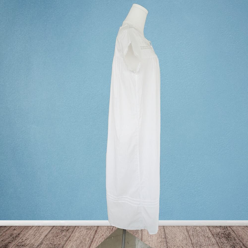 EILEEN WEST White Cotton Lawn Ballet Nightgown Small Cap Sleeve Dainty Cottage - Picture 7 of 8